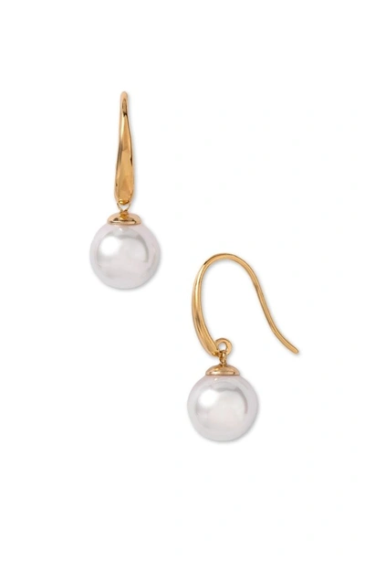 Shop Majorica 10mm Simulated Pearl Drop Earrings In White/ Gold
