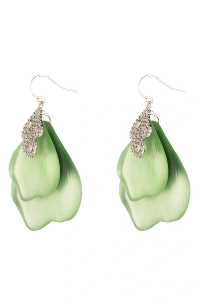 Shop Alexis Bittar Crystal Encrusted Abstrast Earrings In Seafoam