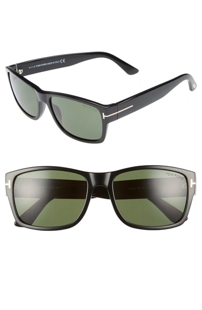 Shop Tom Ford 'mason' 58mm Sunglasses - Shiny Black/ Green