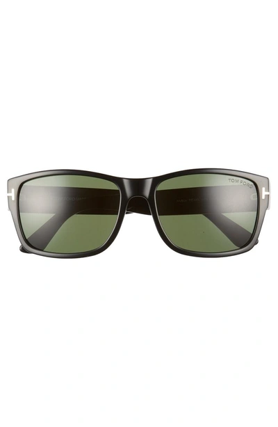 Shop Tom Ford 'mason' 58mm Sunglasses - Shiny Black/ Green