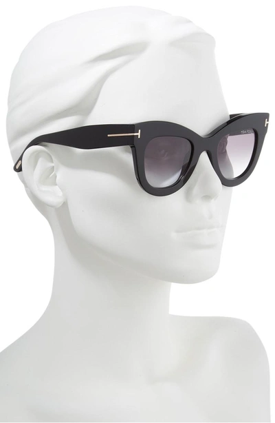 Shop Tom Ford Karina 47mm Cat Eye Sunglasses - Shiny Black/ Gradient Grey