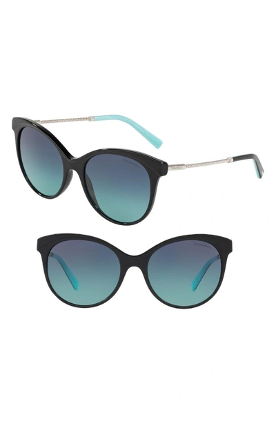 Shop Tiffany & Co Diamond Point 55mm Gradient Cat Eye Sunglasses - Black Gradient