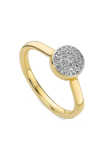 Shop Monica Vinader Ava Diamond Button Ring In Gold