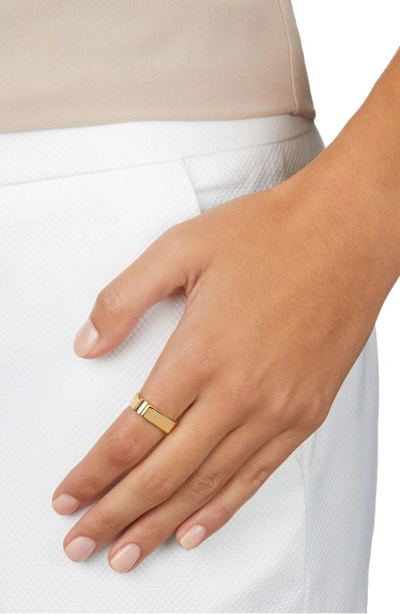 Shop Monica Vinader Engravable Wide Signature Ring In Yellow Gold