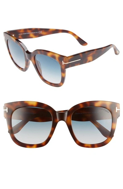 Shop Tom Ford Beatrix 52mm Sunglasses In Blonde Havana/ Gradient Blue