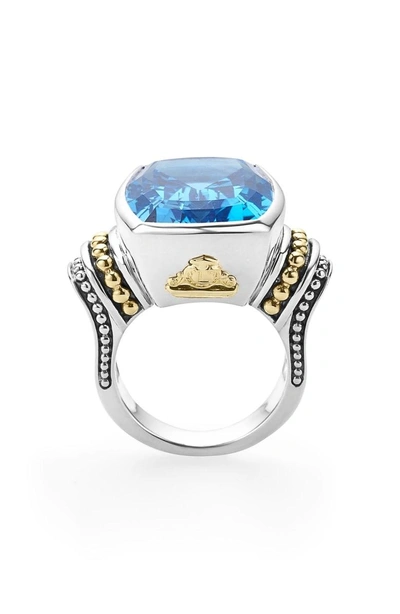 Shop Lagos 'caviar Color' Large Semiprecious Stone Ring In Blue Topaz