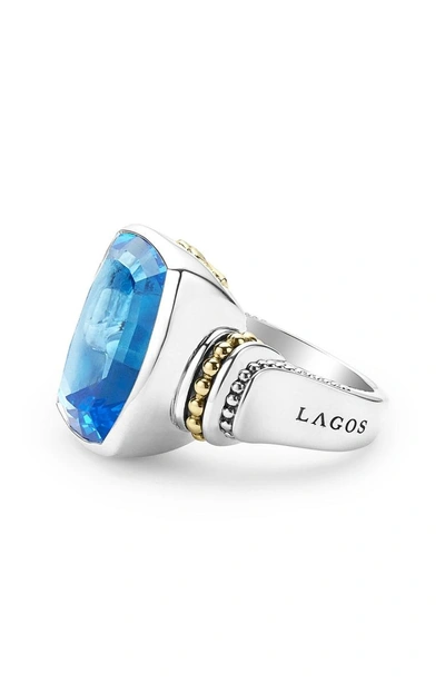 Shop Lagos 'caviar Color' Large Semiprecious Stone Ring In Blue Topaz