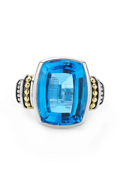 Shop Lagos 'caviar Color' Large Semiprecious Stone Ring In Blue Topaz