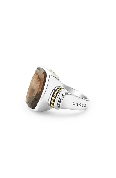 Shop Lagos 'caviar Color' Large Semiprecious Stone Ring In Smokey Quartz