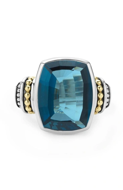 Shop Lagos 'caviar Color' Large Semiprecious Stone Ring In London Blue Topaz