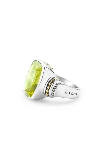 Shop Lagos 'caviar Color' Large Semiprecious Stone Ring In Green Quartz