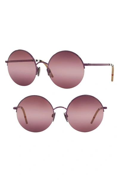Shop Burberry 54mm Round Sunglasses - Violet Gradient