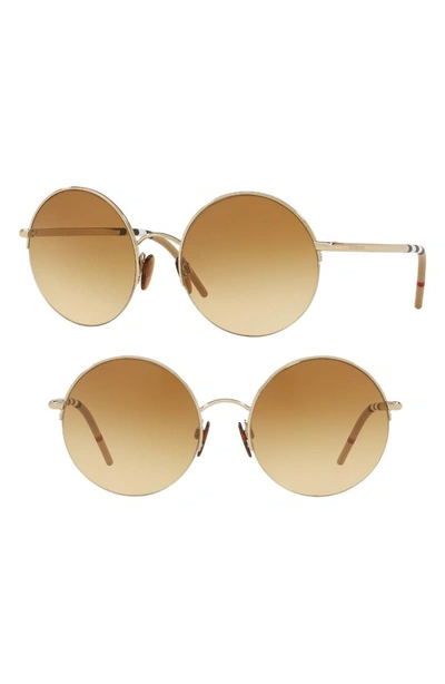 Shop Burberry 54mm Round Sunglasses - Gold Gradient