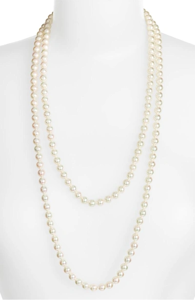 Shop Majorica 8mm Round Pearl Endless Rope Necklace In White/ Silver