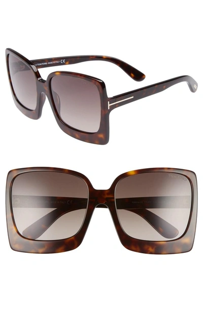 Shop Tom Ford Katrine 60mm Sunglasses In Dark Havana/ Gradient Roviex
