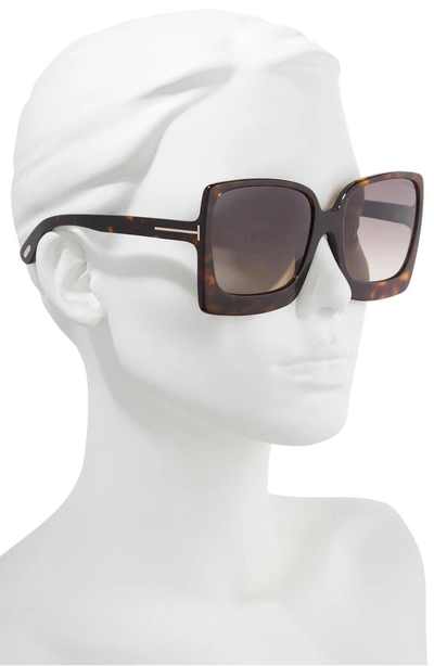 Shop Tom Ford Katrine 60mm Sunglasses In Dark Havana/ Gradient Roviex