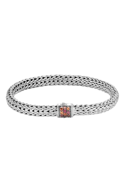 Shop John Hardy Classic Chain Small Bracelet In Silver/ Garnet