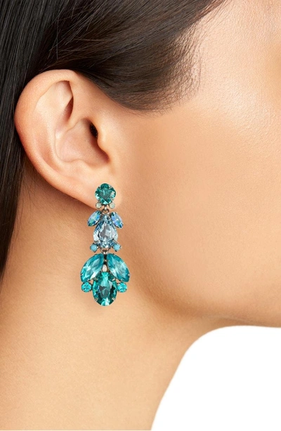 Shop Sorrelli Pine Crystal Drop Earrings In Blue-green