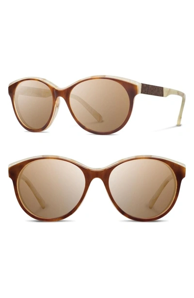 Shop Shwood 'madison' 54mm Polarized Sunglasses In Salt Caramel/mahogany/brown