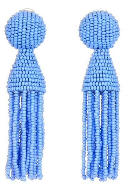 Shop Oscar De La Renta 'classic Short' Tassel Drop Clip Earrings In Cornflower
