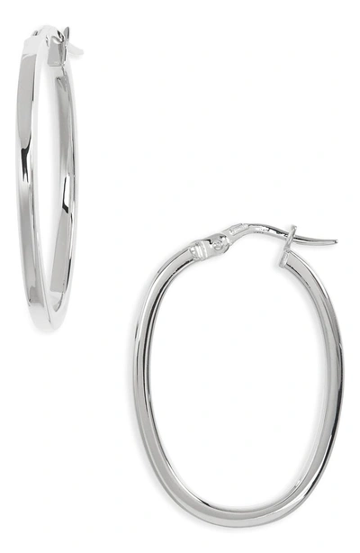Shop Roberto Coin Small Hoop Earrings In White Gold