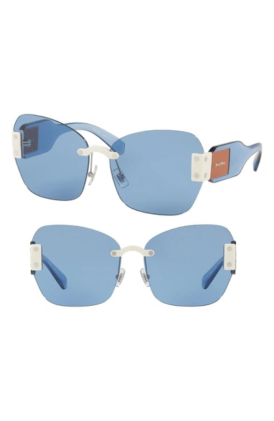 Shop Miu Miu 63mm Rimless Sunglasses - Lite Blue Solid