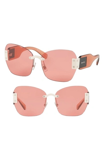 Shop Miu Miu 63mm Rimless Sunglasses - Pink