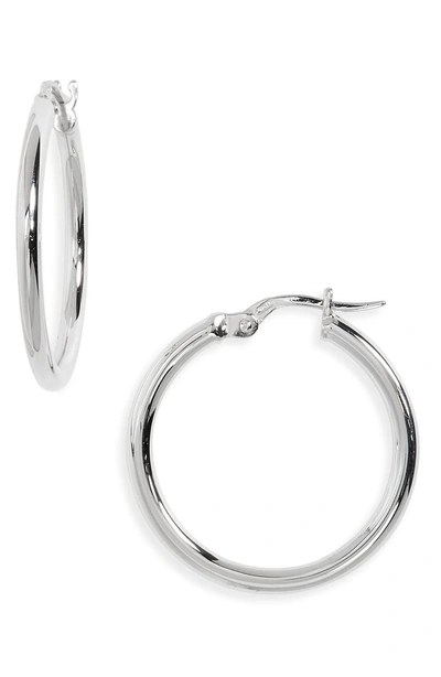 Shop Roberto Coin Medium Hoop Earrings In White