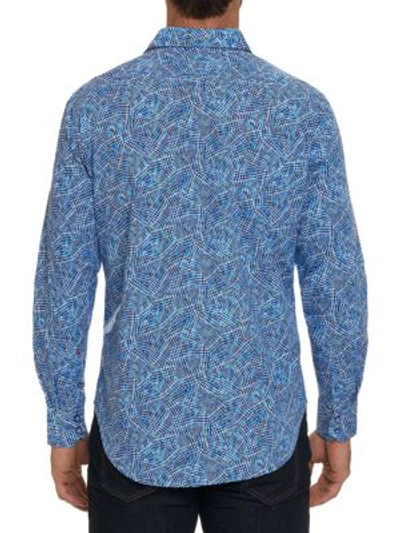Shop Robert Graham Hutchinson Print Button-down Shirt In Blue
