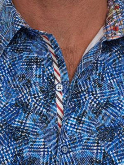 Shop Robert Graham Hutchinson Print Button-down Shirt In Blue