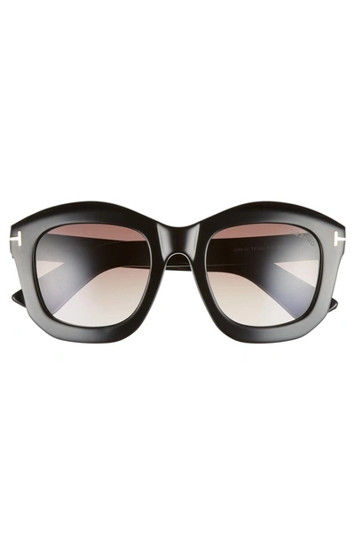 Shop Tom Ford Julia 50mm Gradient Square Sunglasses - Shiny Black Acetate/ Rose Gold