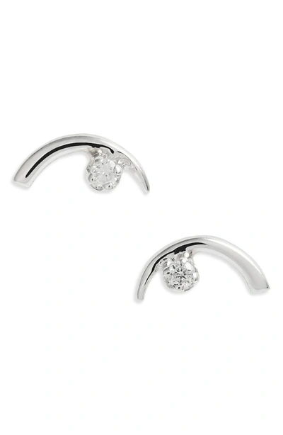 Shop Wwake Arc Lineage Diamond Earrings In Silver/ White Diamond