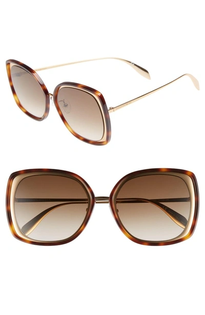 Shop Alexander Mcqueen 57mm Square Sunglasses - Gold