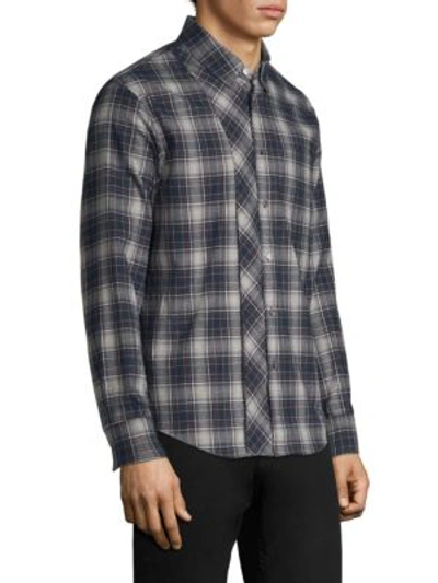 Shop Solid Homme Multi-plaid Button-down Shirt In Black Grey