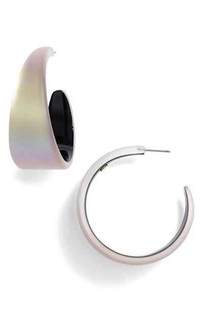 Shop Alexis Bittar Chunky Lucite Hoop Earrings In New Labradorite