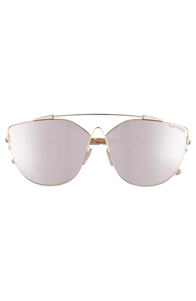 Shop Tom Ford Jacquelyn 64mm Cat Eye Sunglasses - Rose Gold Mirror Violet
