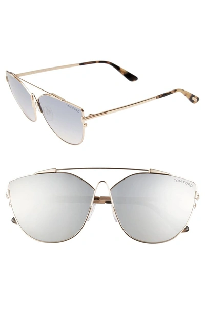 Shop Tom Ford Jacquelyn 64mm Cat Eye Sunglasses - Gold/ Smoke Mirror