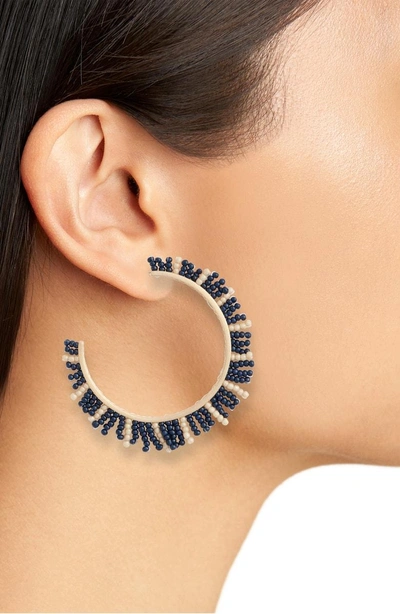Shop Rebecca Minkoff Beaded Hoop Earrings In Neutral Multi/ Gold