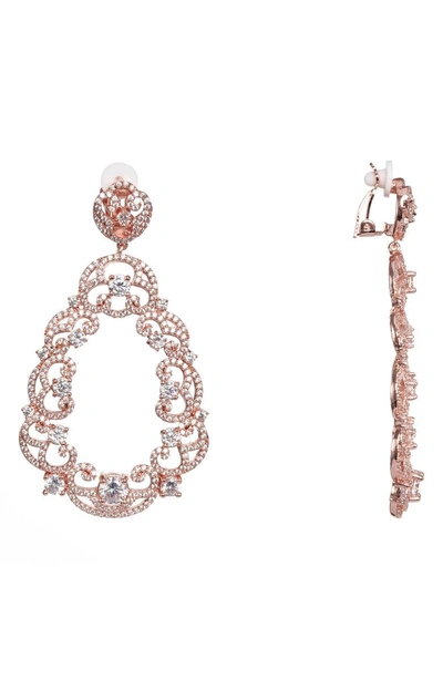 Shop Nina Scroll Pave Earrings In White/ Rose Gold