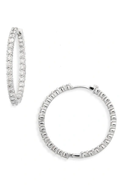 Shop Roberto Coin Large Diamond Hinged Hoop Earrings In White Gold