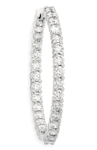Shop Roberto Coin Large Diamond Hinged Hoop Earrings In White Gold