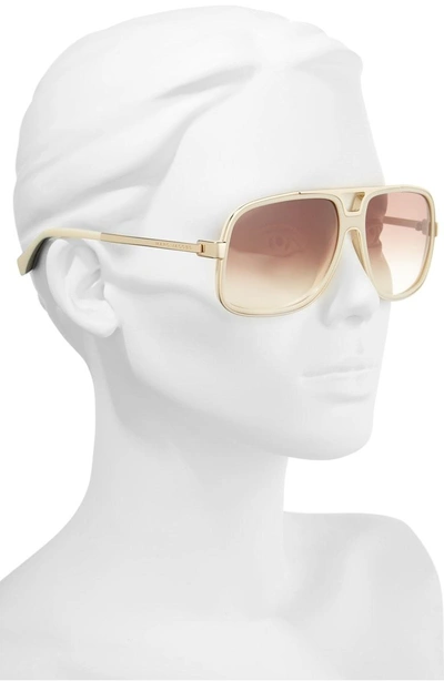 Shop Marc Jacobs 60mm Gradient Lens Aviator Sunglasses - Ivory