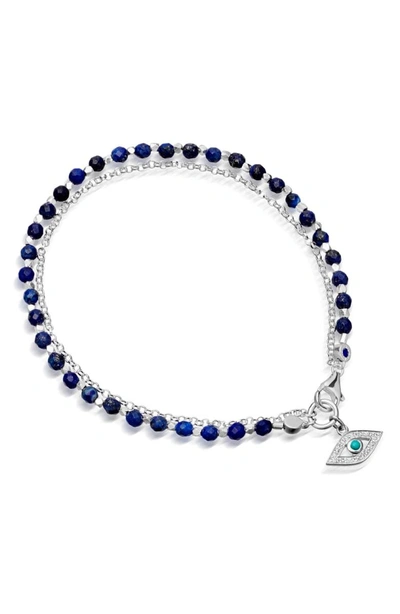 Shop Astley Clarke Evil Eye Biography Bracelet In Sterling Silver/ Blue