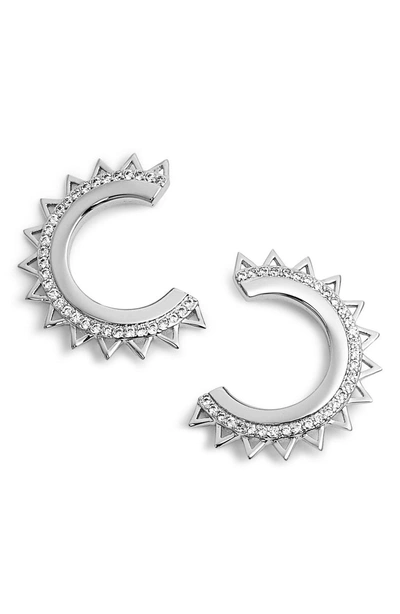 Shop Melanie Auld Triangle Spike Hoop Earrings In Silver