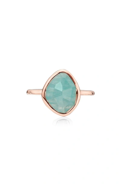 Shop Monica Vinader Siren Small Nugget Stacking Ring In Rose Gold/ Amazonite