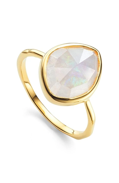 Shop Monica Vinader Siren Small Nugget Stacking Ring In Yellow Gold/ Moonstone