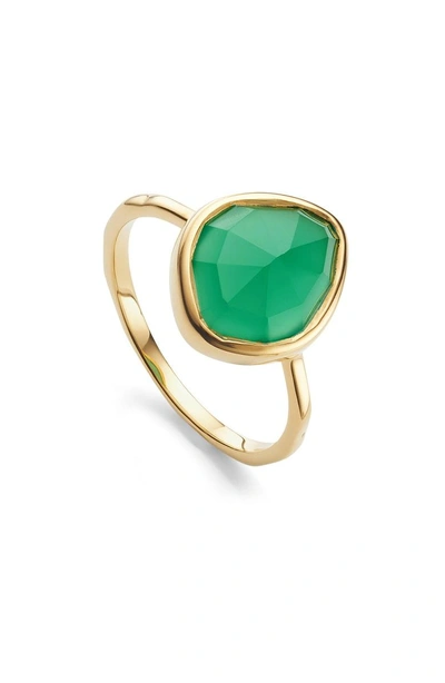 Shop Monica Vinader Siren Small Nugget Stacking Ring In Gold/ Green Onyx