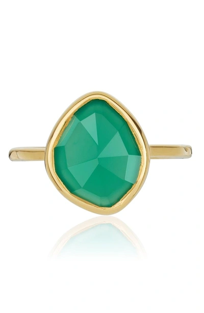 Shop Monica Vinader Siren Small Nugget Stacking Ring In Gold/ Green Onyx