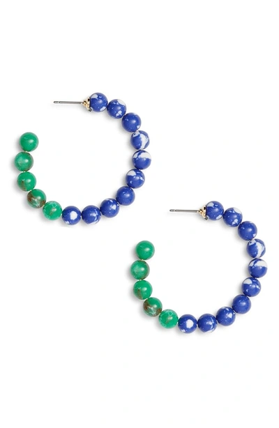 Shop Lele Sadoughi Stone Hoop Earrings In Emerald Blue