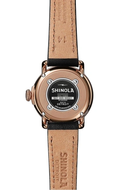 Shop Shinola The Runwell Leather Strap Watch, 28mm In Black/ White Mop/ Rose Gold